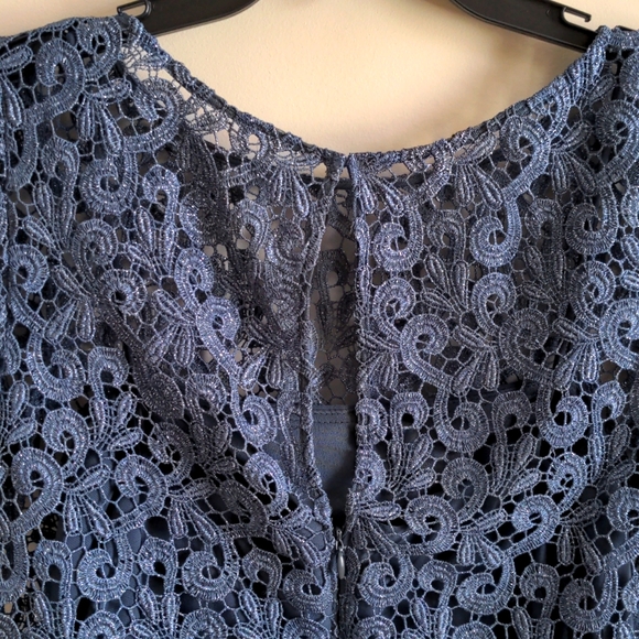 Betsy & Adams cocktail party metallic blue/grey one piece dress - Picture 4 of 7